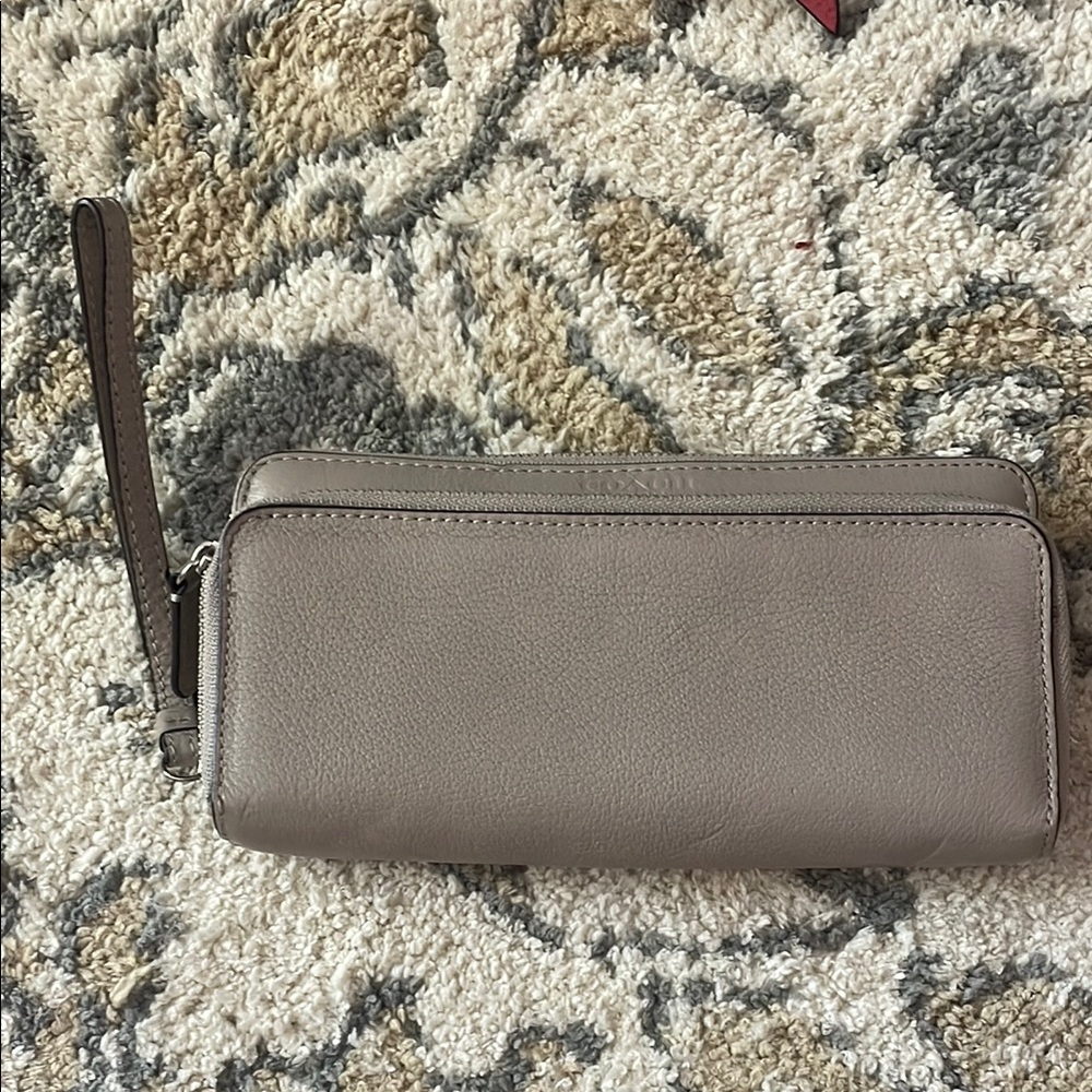 Coach Taupe Leather Wristlet